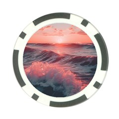 Ocean Waves Sunset Poker Chip Card Guard by uniart180623