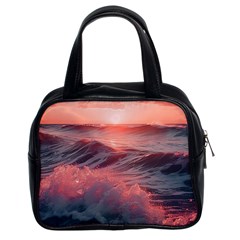 Ocean Waves Sunset Classic Handbag (two Sides) by uniart180623