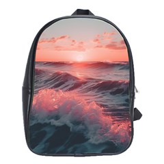 Ocean Waves Sunset School Bag (large) by uniart180623