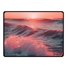 Ocean Waves Sunset Fleece Blanket (small) by uniart180623