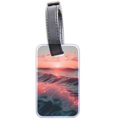 Ocean Waves Sunset Luggage Tag (two Sides) by uniart180623