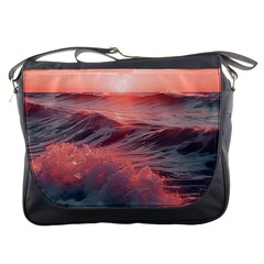 Ocean Waves Sunset Messenger Bag by uniart180623