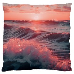 Ocean Waves Sunset Large Cushion Case (one Side) by uniart180623