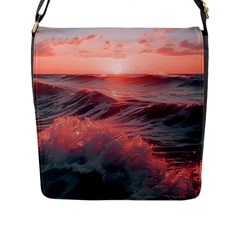 Ocean Waves Sunset Flap Closure Messenger Bag (l) by uniart180623