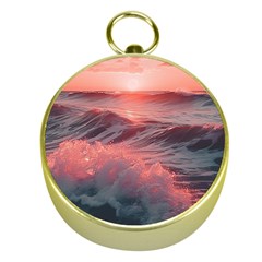 Ocean Waves Sunset Gold Compasses by uniart180623