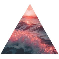 Ocean Waves Sunset Wooden Puzzle Triangle by uniart180623