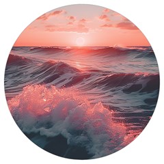 Ocean Waves Sunset Round Trivet by uniart180623