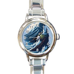 Lighthouse Sea Waves Round Italian Charm Watch by uniart180623