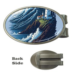 Lighthouse Sea Waves Money Clips (oval)  by uniart180623