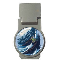 Lighthouse Sea Waves Money Clips (round)  by uniart180623