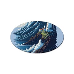 Lighthouse Sea Waves Sticker (oval) by uniart180623