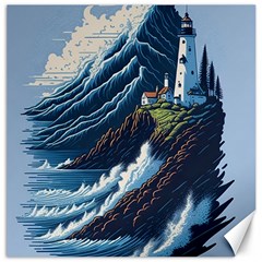 Lighthouse Sea Waves Canvas 12  X 12  by uniart180623