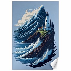 Lighthouse Sea Waves Canvas 20  X 30 