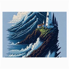 Lighthouse Sea Waves Large Glasses Cloth by uniart180623