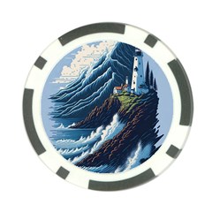 Lighthouse Sea Waves Poker Chip Card Guard (10 Pack) by uniart180623