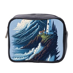 Lighthouse Sea Waves Mini Toiletries Bag (two Sides) by uniart180623