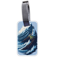 Lighthouse Sea Waves Luggage Tag (two Sides) by uniart180623