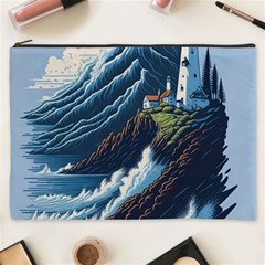 Lighthouse Sea Waves Cosmetic Bag (xxxl) by uniart180623