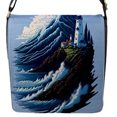 Lighthouse Sea Waves Flap Closure Messenger Bag (s) by uniart180623