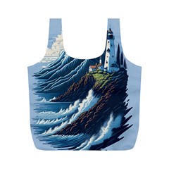 Lighthouse Sea Waves Full Print Recycle Bag (m) by uniart180623