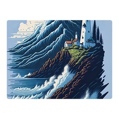 Lighthouse Sea Waves Two Sides Premium Plush Fleece Blanket (mini) by uniart180623