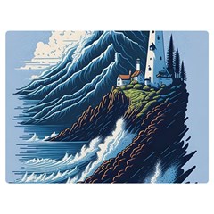 Lighthouse Sea Waves Two Sides Premium Plush Fleece Blanket (extra Small) by uniart180623