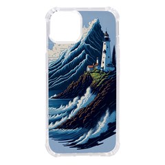 Lighthouse Sea Waves Iphone 14 Tpu Uv Print Case by uniart180623