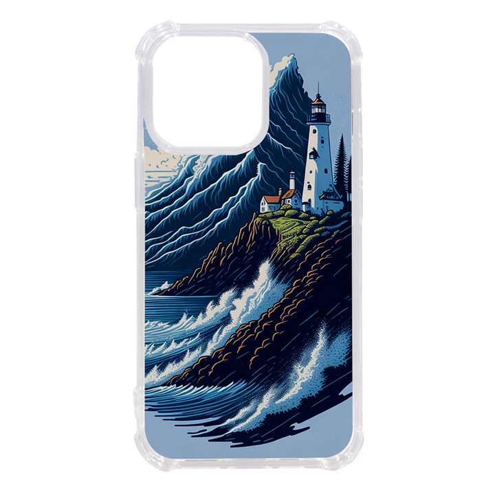 Lighthouse Sea Waves iPhone 13 Pro TPU UV Print Case