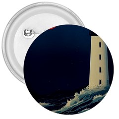 Lighthouse Lunar Eclipse Blood Moon 3  Buttons by uniart180623