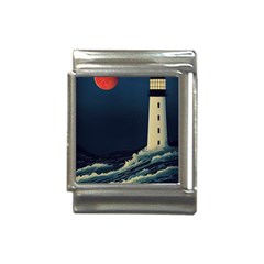 Lighthouse Lunar Eclipse Blood Moon Italian Charm (13mm) by uniart180623