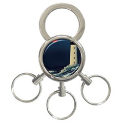 Lighthouse Lunar Eclipse Blood Moon 3-ring Key Chain by uniart180623