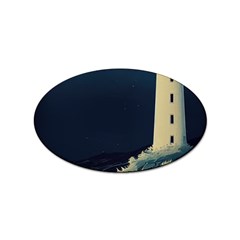 Lighthouse Lunar Eclipse Blood Moon Sticker (oval) by uniart180623