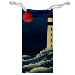 Lighthouse Lunar Eclipse Blood Moon Jewelry Bag by uniart180623