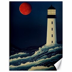 Lighthouse Lunar Eclipse Blood Moon Canvas 18  X 24  by uniart180623