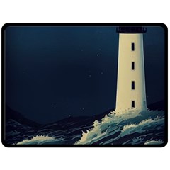 Lighthouse Lunar Eclipse Blood Moon Fleece Blanket (large) by uniart180623