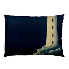 Lighthouse Lunar Eclipse Blood Moon Pillow Case (two Sides) by uniart180623