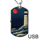 Lighthouse Lunar Eclipse Blood Moon Dog Tag USB Flash (One Side) Front