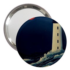 Lighthouse Lunar Eclipse Blood Moon 3  Handbag Mirrors by uniart180623