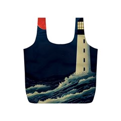 Lighthouse Lunar Eclipse Blood Moon Full Print Recycle Bag (s) by uniart180623