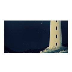 Lighthouse Lunar Eclipse Blood Moon Satin Wrap 35  X 70  by uniart180623