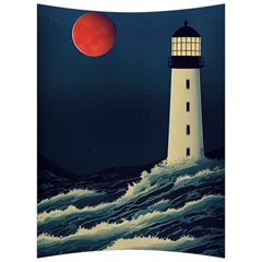 Lighthouse Lunar Eclipse Blood Moon Back Support Cushion by uniart180623