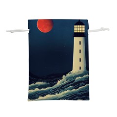 Lighthouse Lunar Eclipse Blood Moon Lightweight Drawstring Pouch (m) by uniart180623