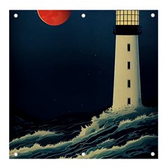 Lighthouse Lunar Eclipse Blood Moon Banner And Sign 4  X 4  by uniart180623