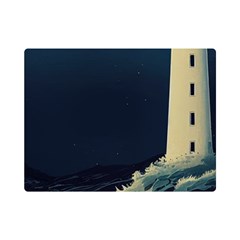 Lighthouse Lunar Eclipse Blood Moon Premium Plush Fleece Blanket (mini) by uniart180623