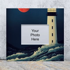 Lighthouse Lunar Eclipse Blood Moon White Wall Photo Frame 5  X 7  by uniart180623