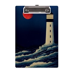 Lighthouse Lunar Eclipse Blood Moon A5 Acrylic Clipboard by uniart180623