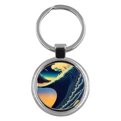 Japanese Japan Waves Sea Ocean Key Chain (round) by uniart180623