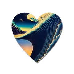 Japanese Japan Waves Sea Ocean Heart Magnet by uniart180623