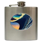 Japanese Japan Waves Sea Ocean Hip Flask (6 oz) Front