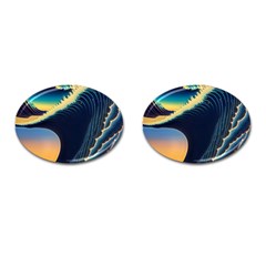 Japanese Japan Waves Sea Ocean Cufflinks (oval) by uniart180623